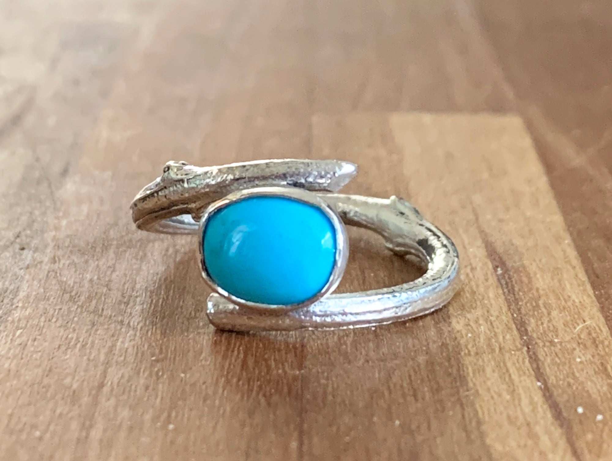 Kingman Turquoise Twig Ring in Sterling Silver