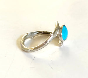 Kingman Turquoise Twig Ring in Sterling Silver