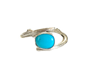 Kingman Turquoise Twig Ring in Sterling Silver