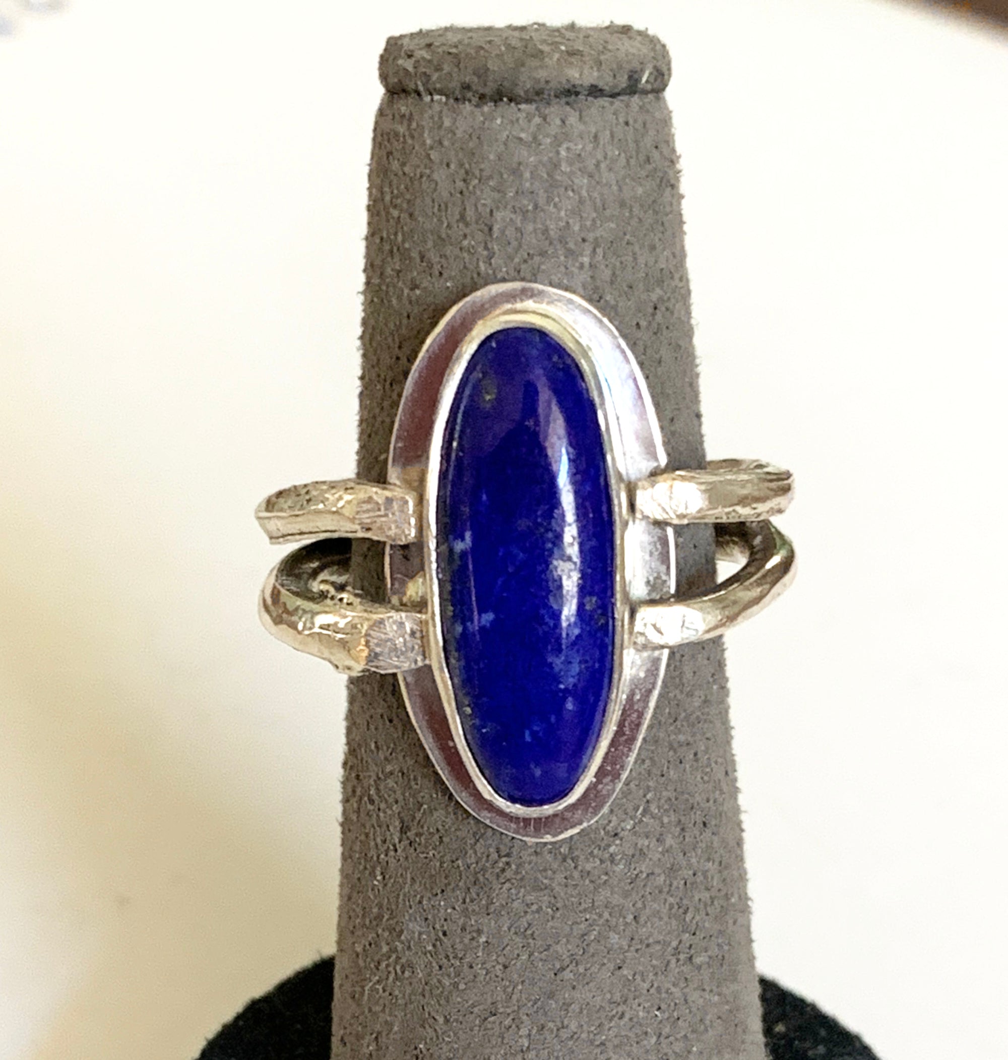 Lapis Lazuli Olive Twig Ring in Sterling Silver