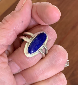 Lapis Lazuli Olive Twig Ring in Sterling Silver