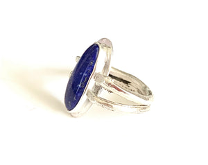 Lapis Lazuli Olive Twig Ring in Sterling Silver