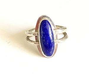 Lapis Lazuli Olive Twig Ring in Sterling Silver