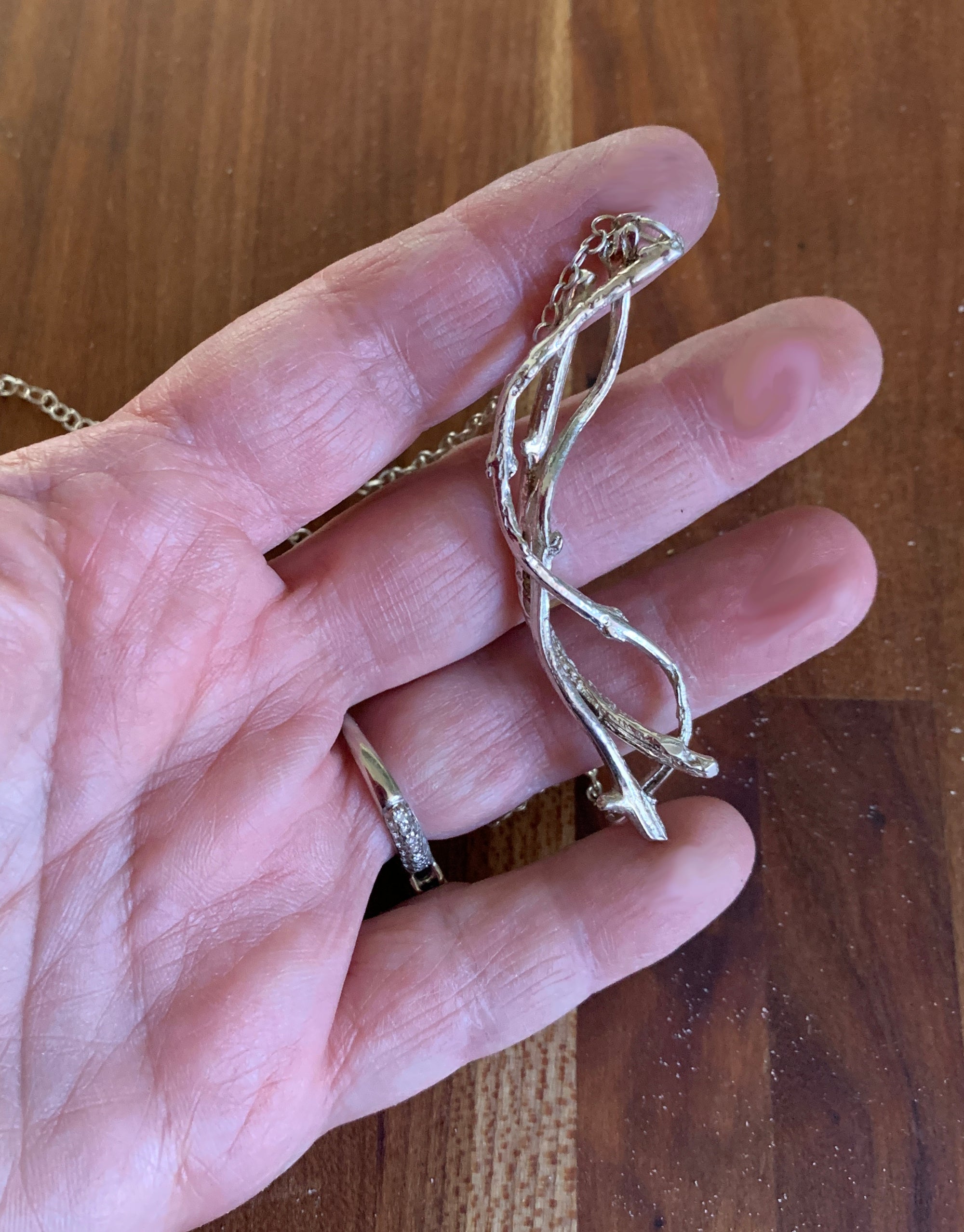 Entwined Twig Pendant Necklace in Sterling Silver