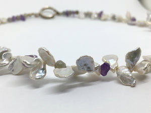 Pearl Petal Necklace with Gemstones
